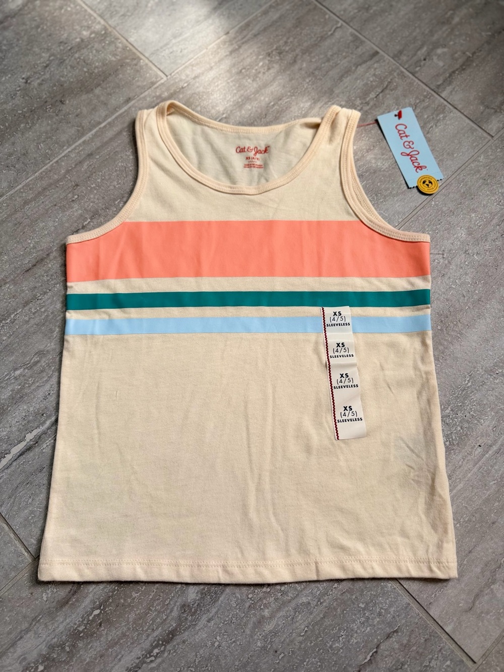 Boys Retro Striped Colorblock Tank Top XS 4/5 Cat & Jack NWT